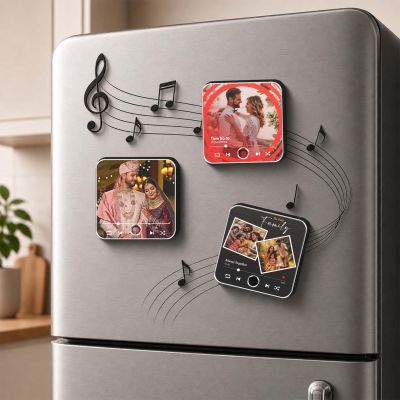 Personalized Wedding Gift for Couples Photo Musical Fridge Magnet | Music Player Refrigerator Magnet | Marriage for Couple